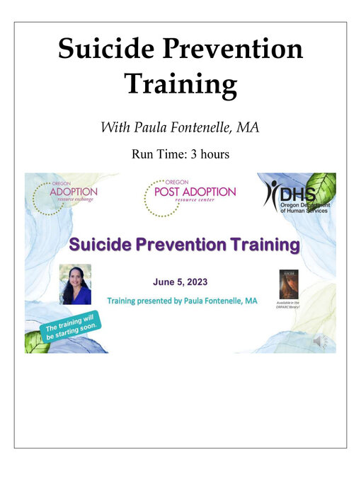 Title details for Suicide Prevention Training (Video) by Paula Fontenelle, MA - Available
